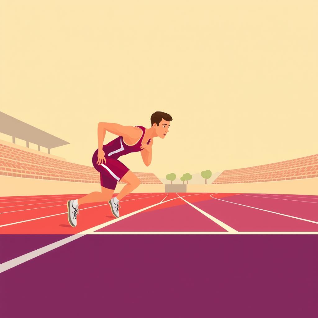 Three runners lined up at a race starting line ready to sprint