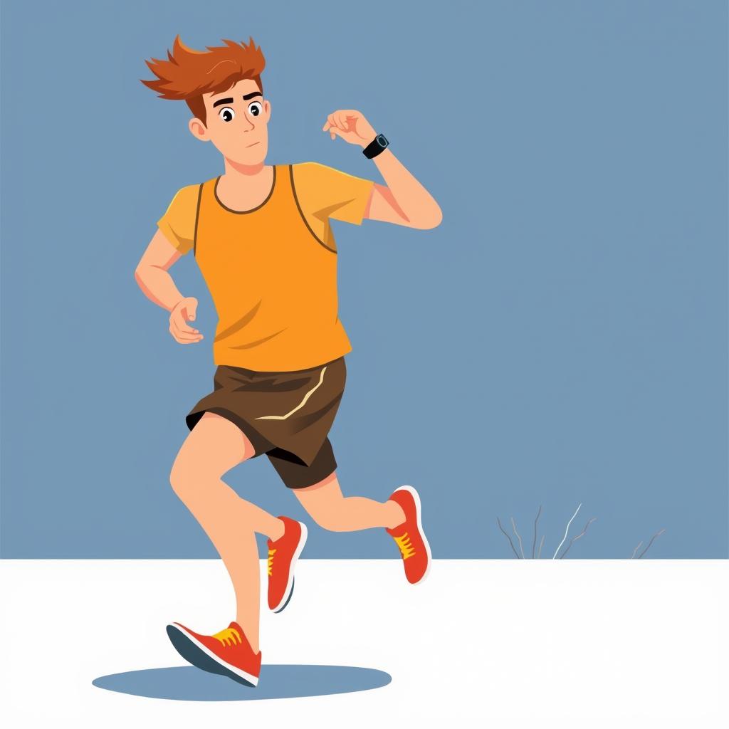 A runner checking their watch mid-run with focused expression