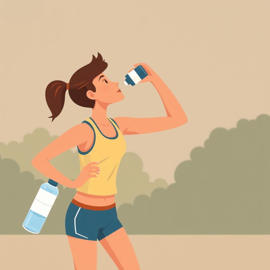 A runner hydrating with a water bottle after finishing a workout
